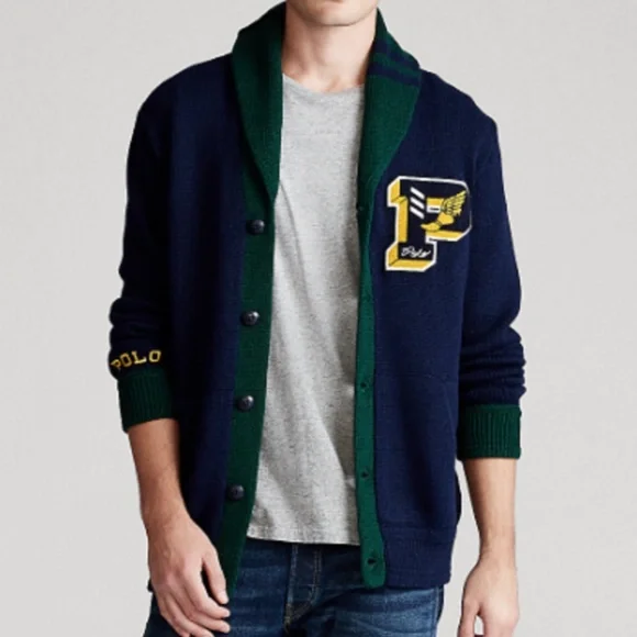 トップス Polo ralph lauren 92 P WING CARDIGAN NEW NWT Polo Ralph Lauren Varsity P Wing Letterman Cardigan